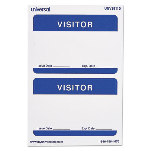 "visitor" Self-adhesive Name Badges, 3 1/2 X 2 1/4, White/blue, 100/pack