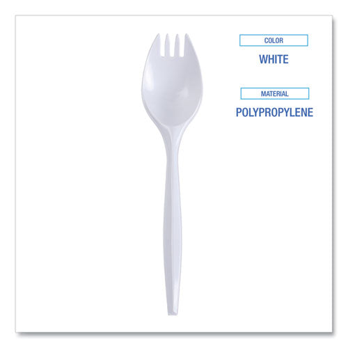 Mediumweight Wrapped Polypropylene Cutlery, Spork, White, 1,000/carton