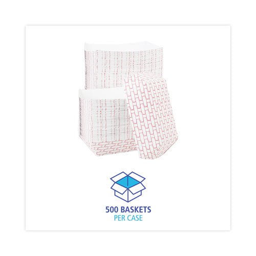 Paper Food Baskets, 5 Lb Capacity, Red/white, 500/carton