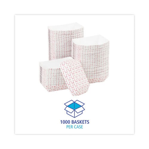 Paper Food Baskets, 0.25 Lb Capacity, 2.69 X 1.05 X 4, Red/white, 1,000/carton