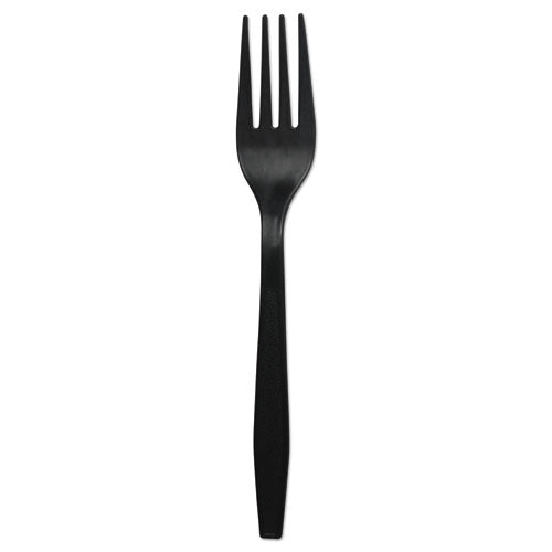Heavyweight Polypropylene Cutlery, Teaspoon, Black, 1000/carton