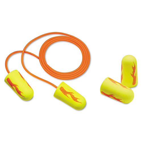 E-a-rsoft Blasts Earplugs, Corded, Foam, Yellow Neon, 200 Pairs/box