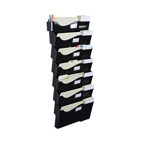 Grande Central Filing System, 7 Sections, Legal/letter Size, Wall Mount, 16" X 4.75" X 38.25", Black, 7/pack