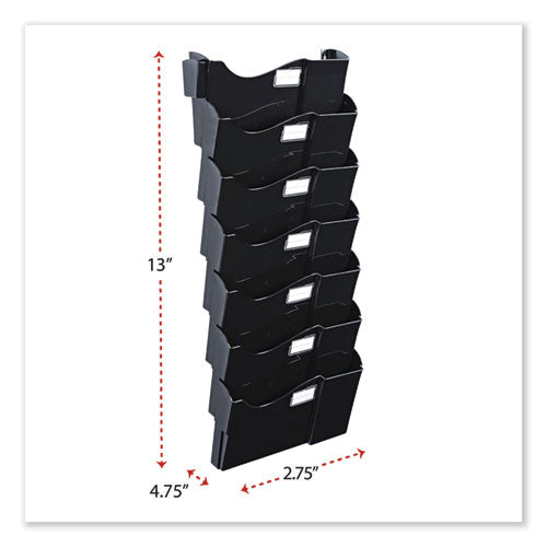 Grande Central Filing System, 7 Sections, Legal/letter Size, Wall Mount, 16" X 4.75" X 38.25", Black, 7/pack