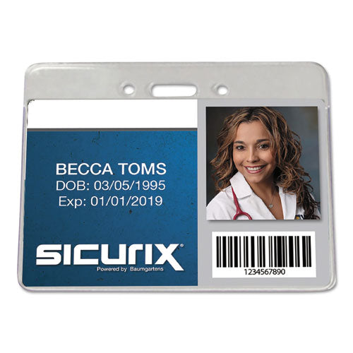 Sicurix Proximity Badge Holder, Horizontal, 4w X 3h, Clear, 50/pack