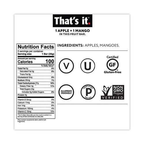 Nutrition Bar, Gluten Free Apple And Mango Fruit, 1.2 Oz Bar, 12/box, Ships In 1-3 Business Days