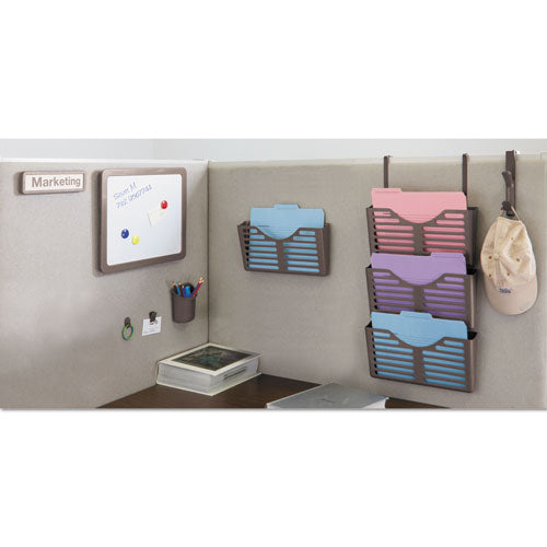 Recycled Cubicle Nameplate With Rounded Corners, 9 X 2.5, Charcoal