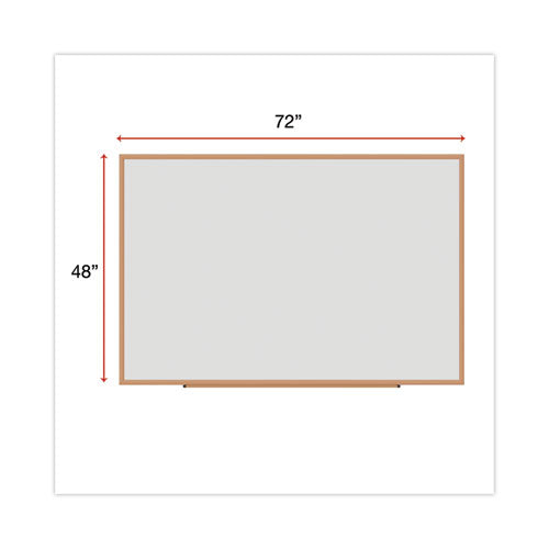 Deluxe Melamine Dry Erase Board, 72 X 48, Melamine White Surface, Oak Fiberboard Frame