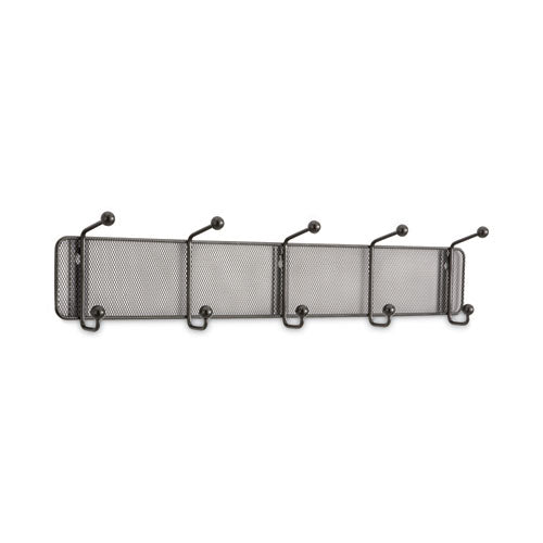 Onyx Mesh Wall Racks, 5 Hook, 26.75w X 3d X 5.5h, Black