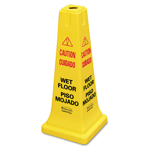 Multilingual Wet Floor Safety Cone, 12.25 X 12.25 X 36
