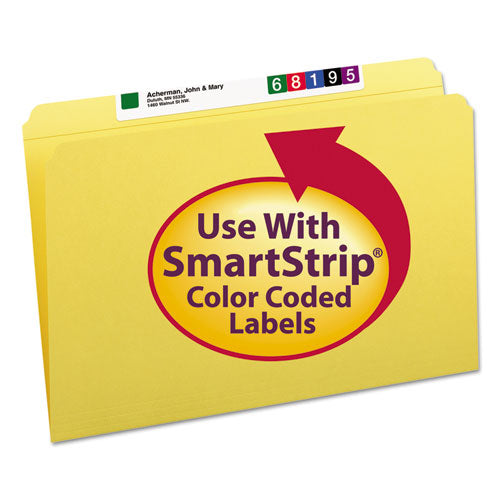 Reinforced Top Tab Colored File Folders, Straight Tabs, Legal Size, 0.75" Expansion, Yellow, 100/box