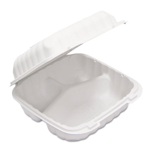 Earthchoice Smartlock Microwavable Mfpp Hinged Lid Container, 9 X 6 X 3, White, Plastic, 270/carton