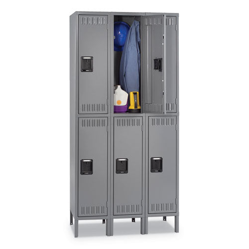 Double Tier Locker, Single Stack, 12w X 18d X 72h, Medium Gray
