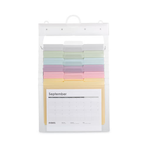 Cascading Wall Organizer, 6 Sections, Letter Size, 14.25" X 24.25", Blue, Clear, Gray, Green, Orange, Pink, Purple