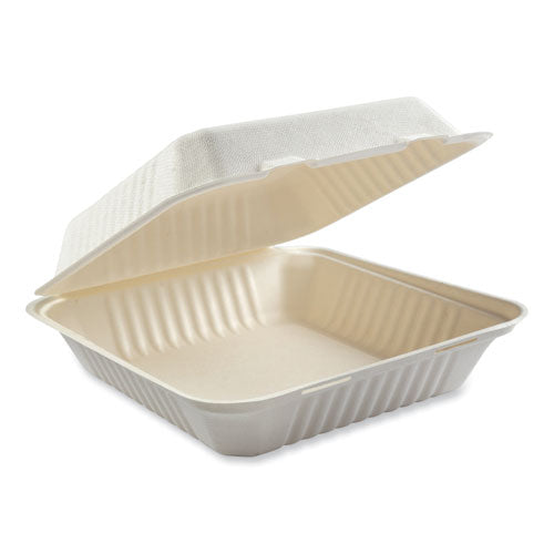 Bagasse Pfas-free Food Containers, 1-compartment, 9 X 9 X 3.19, White, Bamboo/sugarcane, 200/carton