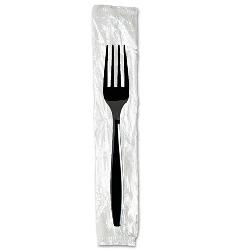 Individually Wrapped Heavyweight Soup Spoons, Polystyrene, Black, 1,000/carton