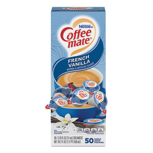 Liquid Coffee Creamer, French Vanilla, 0.38 Oz Mini Cups, 50/box, 4 Boxes/carton, 200 Total/carton