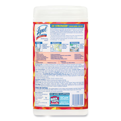 Disinfecting Wipes, 7 X 7.25, Mango And Hibiscus, 80 Wipes/canister, 6 Canisters/carton