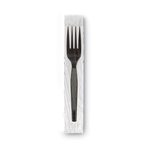 Grab’n Go Wrapped Cutlery, Forks, Black, 90/box, 6 Box/carton