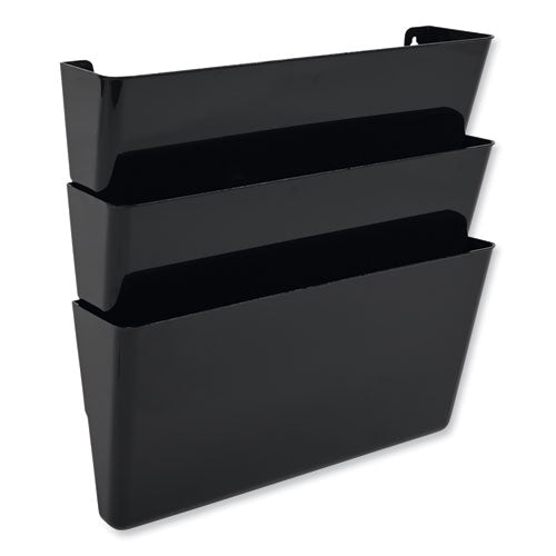 Docupocket Stackable Three-pocket Partition Wall File, 3 Sections, Letter Size, 13" X 4", Black