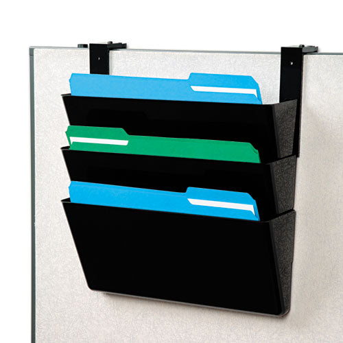 Docupocket Stackable Three-pocket Partition Wall File, 3 Sections, Letter Size, 13" X 4", Black