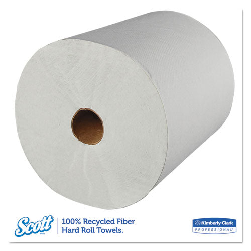 Essential 100% Recycled Fiber Hard Roll Towel, 1.5" Core, 8" X 800 Ft, White, 12/carton