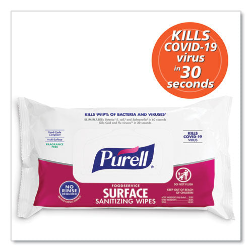 Foodservice Surface Sanitizing Wipes, 7.4 X 9, Fragrance-free, 72/pouch, 12 Pouches/carton