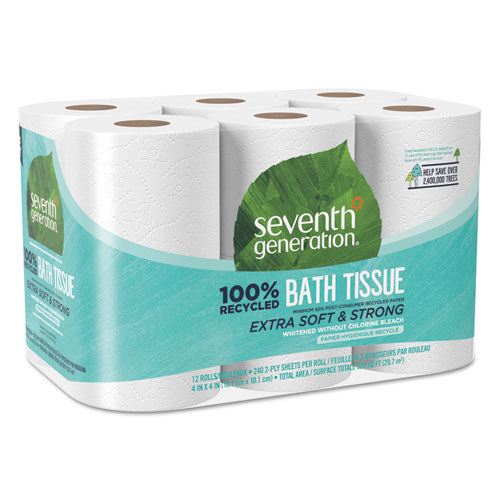 100% Recycled Bathroom Tissue, Septic Safe, 2-ply, White, 240 Sheets/roll, 24/pack