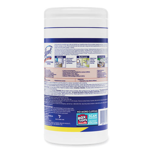 Disinfecting Wipes, 1-ply, 7 X 7.25, Lemon And Lime Blossom, White, 80 Wipes/canister, 6 Canisters/carton