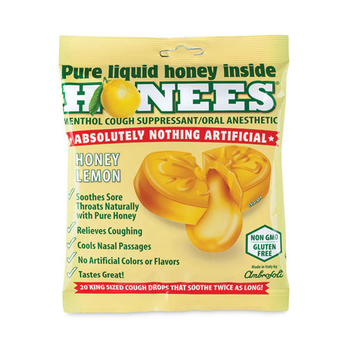Cough Drops, Honey-lemon, 20 Per Bag, 6 Bags/box, Ships In 1-3 Business Days