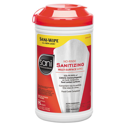 No-rinse Sanitizing  Multi-surface Wipes, 9 X 8, Unscented, White, 72 Wipes/pack, 12 Packs/carton
