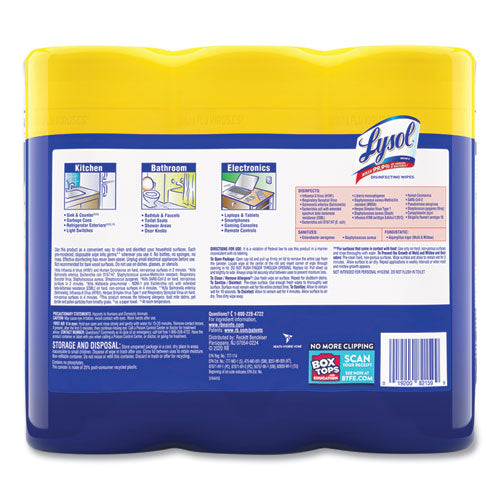Disinfecting Wipes, 7 X 7.25, Lemon And Lime Blossom, 35 Wipes/canister, 3 Canisters/pack