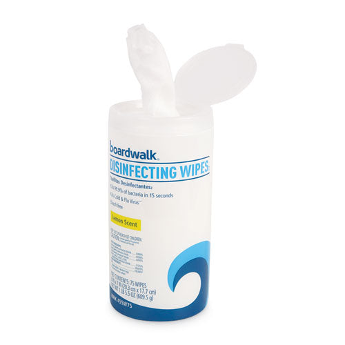Disinfecting Wipes, 7 X 8, Lemon Scent, 75/canister, 12 Canisters/carton