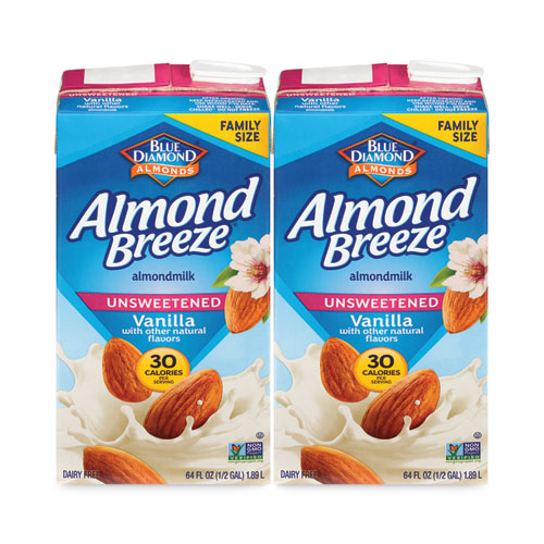 Almond Breeze Almond Milk, Unsweetened Vanilla, 64 Oz Carton, 2/pack, Ships In 1-3 Business Days