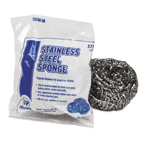 Stainless Steel Sponge, Polybagged, 1.75 Oz, Gray, 12/pack, 6 Packs/carton