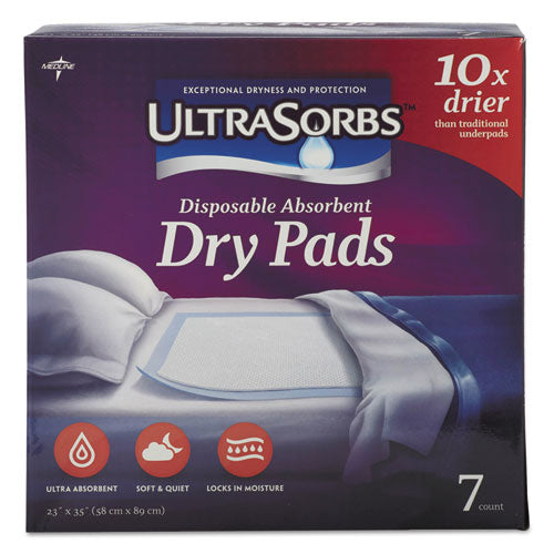 Ultrasorbs Disposable Dry Pads, 23" X 35", Blue, 7/box