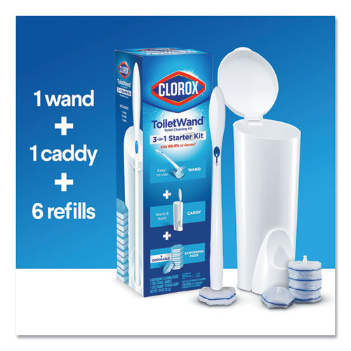 Toiletwand Disposable Toilet Cleaning System: Handle, Caddy And Refills, White, 6/carton