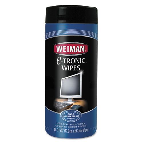 E-tronic Wipes, 1-ply, 7 X 8, White, 30/canister