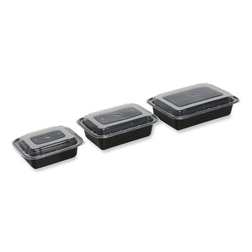 Food Container, 28 Oz, 8.81 X 6.02 X 2.04, Black/clear, Plastic, 150/carton
