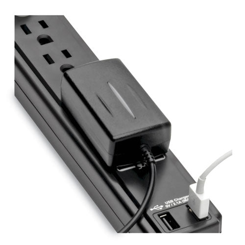 Protect It! Surge Protector, 6 Ac Outlets/2 Usb Ports, 6 Ft Cord, 990 J, Black