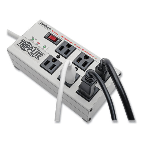 Isobar Surge Protector, 6 Ac Outlets, 6 Ft Cord, 3,330 J, Light Gray