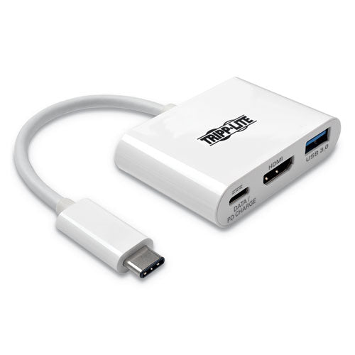 Usb 3.1 Gen 1 Usb-c To Hdmi Adapter, Usb-a/usb-c Pd Charging/gigabit Ethernet, 3", White