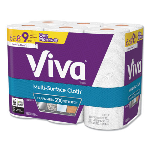 Multi-surface Cloth Choose-a-sheet Kitchen Roll Paper Towels 2-ply, 11 X 5.9, White, 83/roll, 6 Rolls/pack, 4 Packs/carton