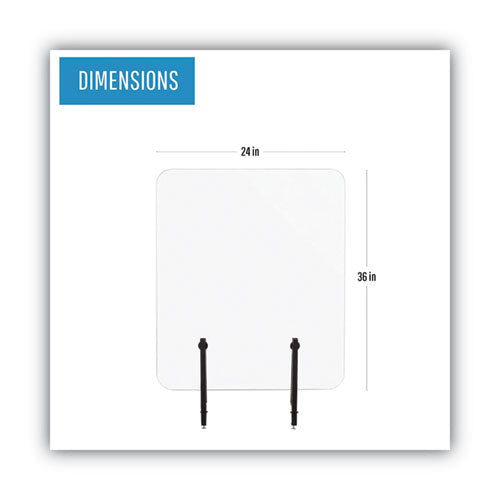 Protector Series Frameless Glass Desktop Divider, 23.6 X 0.16 X 35.4, Clear/aluminum