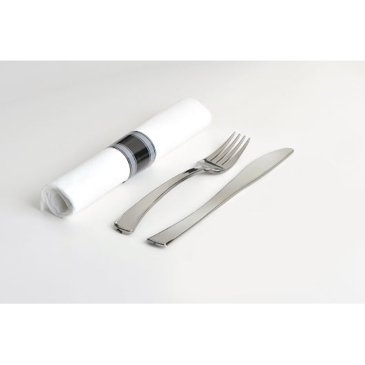 Glimmerware Salad Fork/Dinner Knife Rolled Cutlery Kit 100/Case