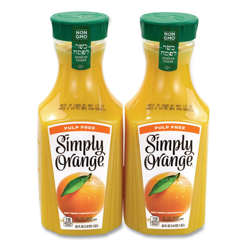 Orange Juice Pulp Free, 52 Oz Bottle, 2/pack, Ships In 1-3 Business Days