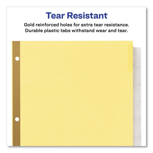 Insertable Big Tab Dividers, 8-tab, Double-sided Gold Edge Reinforcing, 11 X 8.5, Buff, Clear Tabs, 24 Sets