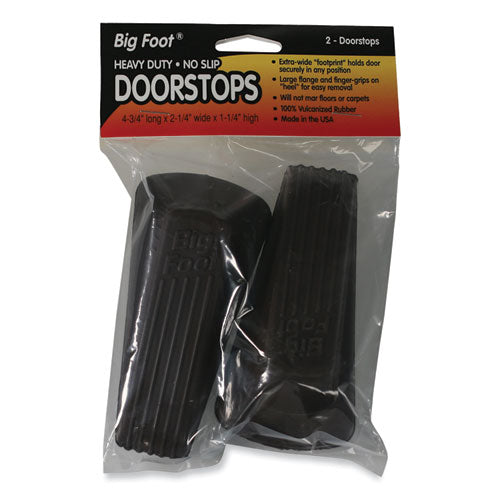Big Foot Doorstop, No Slip Rubber Wedge, 2.25w X 4.75d X 1.25h, Brown, 2/pack