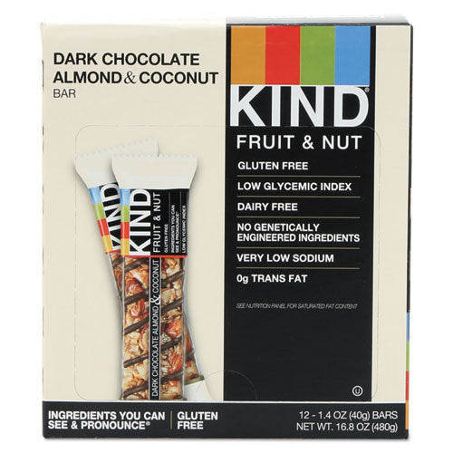 Fruit And Nut Bars, Almond And Coconut, 1.4 Oz, 12/box