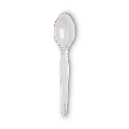 Plastic Cutlery, Heavyweight Teaspoon, Crystal Clear, 6", 1,000/carton